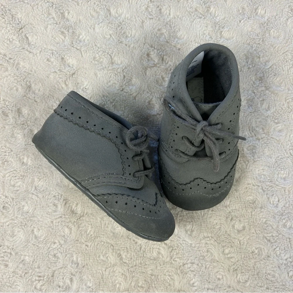 Janie and Jack Baby Boy Wingtip Shoes Gray Size 3